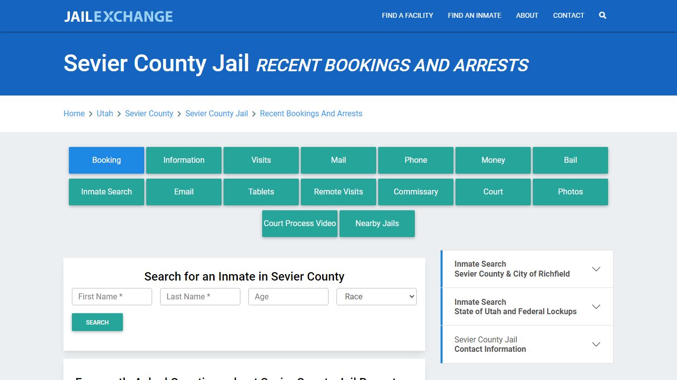 Sevier County Jail UT Recent Arrests and Bookings - Jail Exchange